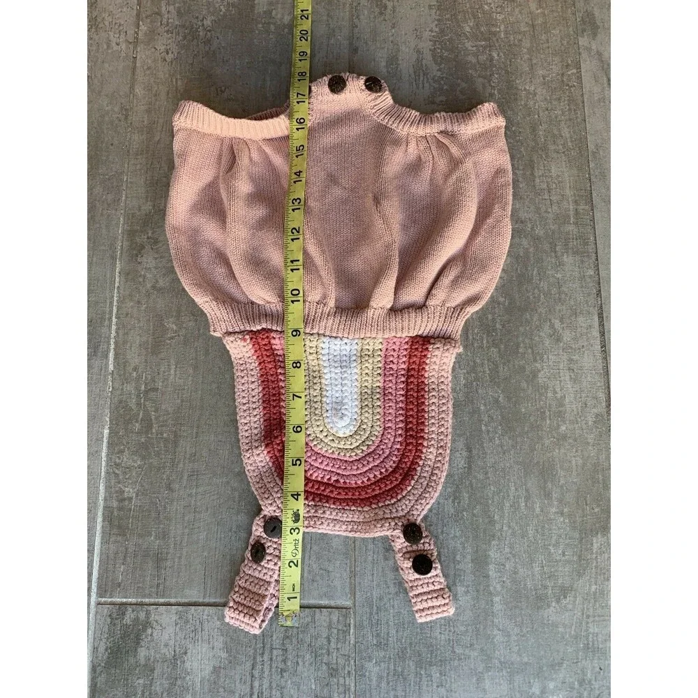Los Angeles Boutique Knit Sweater Crochet Rainbow Bubble Romper Outfit 6-12m